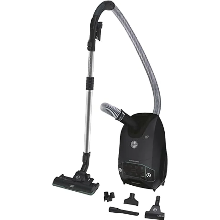 Hoover Bodenstaubsauger mit Beutel, Universal-Düse für alle Böden, extra leiser (66dBA) & kompakter Staubsauger mit automatischem Beutelentsorgungssystem, 10 m Reichweite, 850 W, blau [HE721PAF] – Bild 1