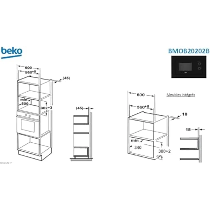 BEKO Einbau-Mikrowelle BMOB20202B, Mikrowelle, 20 l, schwarz – Bild 3