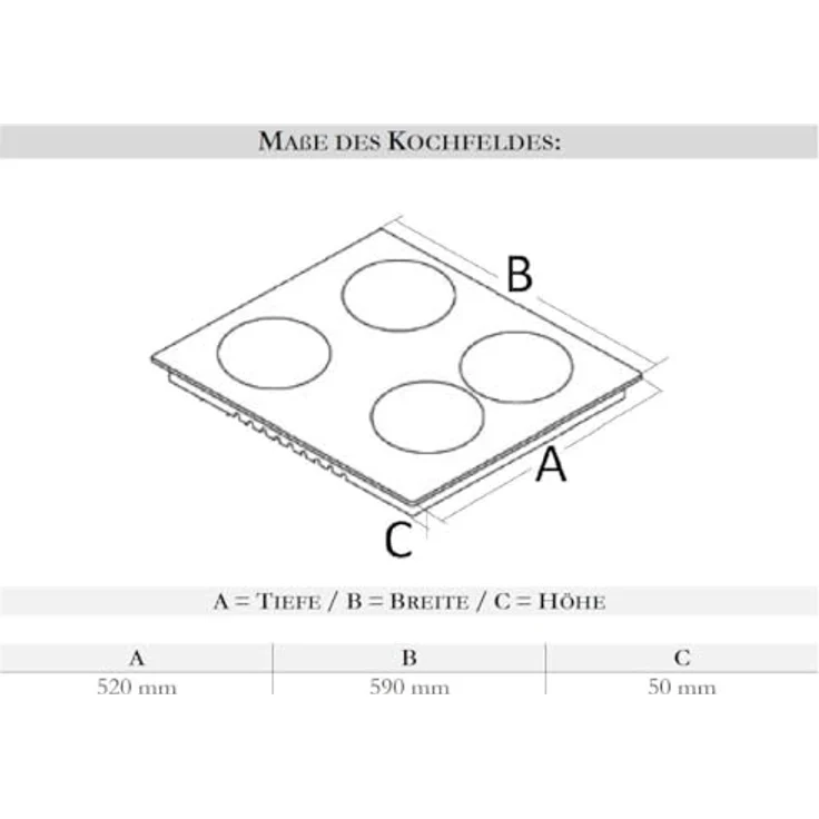 PKM EB-C4-2KBTCG Glaskeramikkochfeld | Edelstahlrahmen | 60cm | 4 Kochfelder | 9 Heizstufen je Kochzone | Touch Control | Timer | 6600 Watt – Bild 2