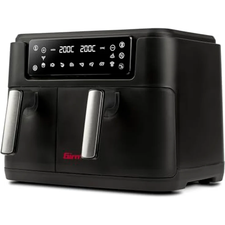 Girmi FG26 Ecofrit Bis Luftfritteuse, 2400 W, 9 Liter, digitale Anzeige, 2 Kochzonen, antihaftbeschichtet, BPA/PFOA Safe, Schwarz, inkl. Rezeptbuch – Bild 1