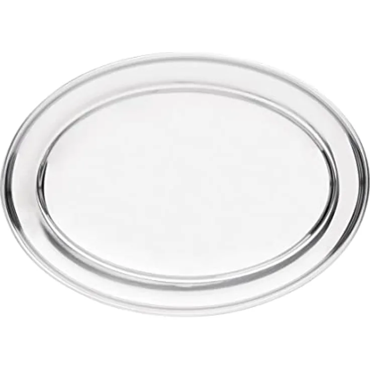 Olympia Ovales Serviertablett mit breitem erhöhten Rand aus Edelstahl, 455 mm