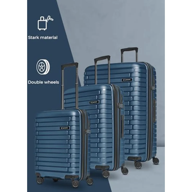 Pactastic Pactastic Collection 04 THE THREE SET, 3-teiliges Kofferset mit Dehnfalte, 4 Rollen, navy blue-metallic, 100% Polypropylen, 52 cm x 31 cm x 75 cm – Bild 6