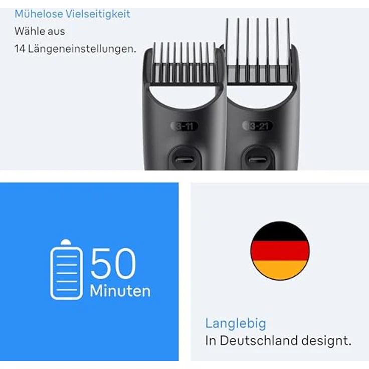 Braun All-in-One Series 3 Trimmer AIO3545, 8-in-1 Set mit ultrascharfer Klinge, 14 Längeneinstellungen, 50 Min Akkulaufzeit, Schwarz – Bild 5