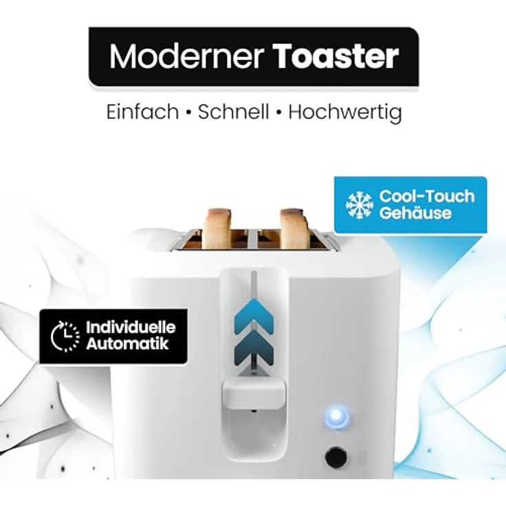 Bomann® Toaster 2 Toastschlitze | Toaster mit Brötchenaufsatz | Toaster 2 Scheiben mit Liftfunktion | Toster mit Auftau- und Aufwärm-Funktion | für Brötchen und Toast | TA 6065 CB weiß – Bild 4