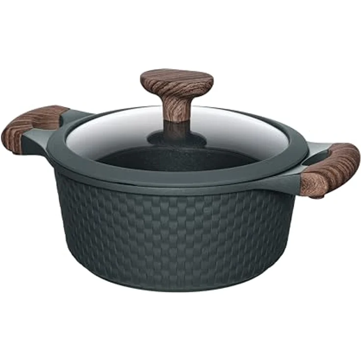RESTO 93901 Topf mit Glasdeckel Ø20cm schwarz, 2,4L - antihaftbeschichtet, induktionsgeeignet, PFOA-frei, im Geschenkkarton – Bild 1