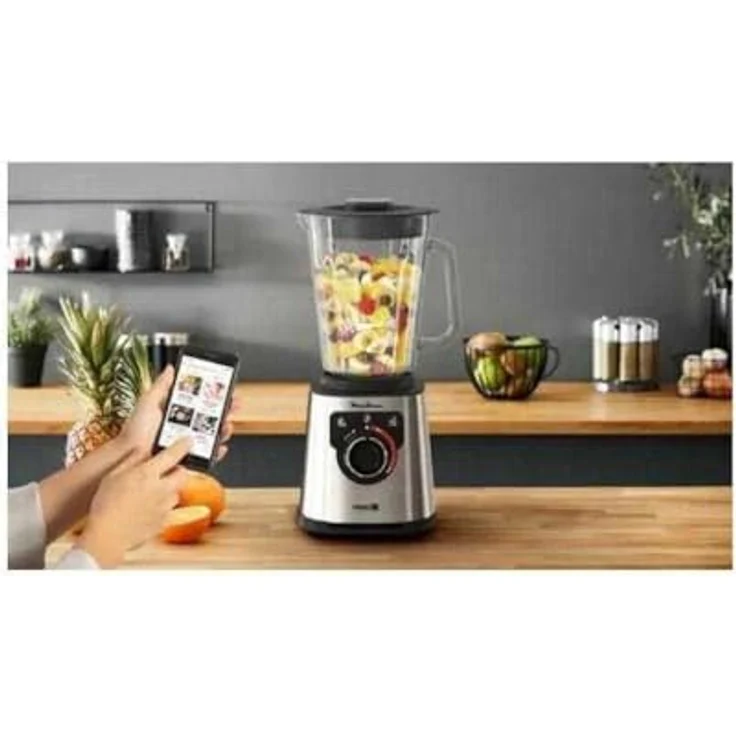 Moulinex Perfectmix+, Standmixer mit 1200 W Leistung, 1,5 l Glas Mixerschüssel, schwarz-silber transparent – Bild 2