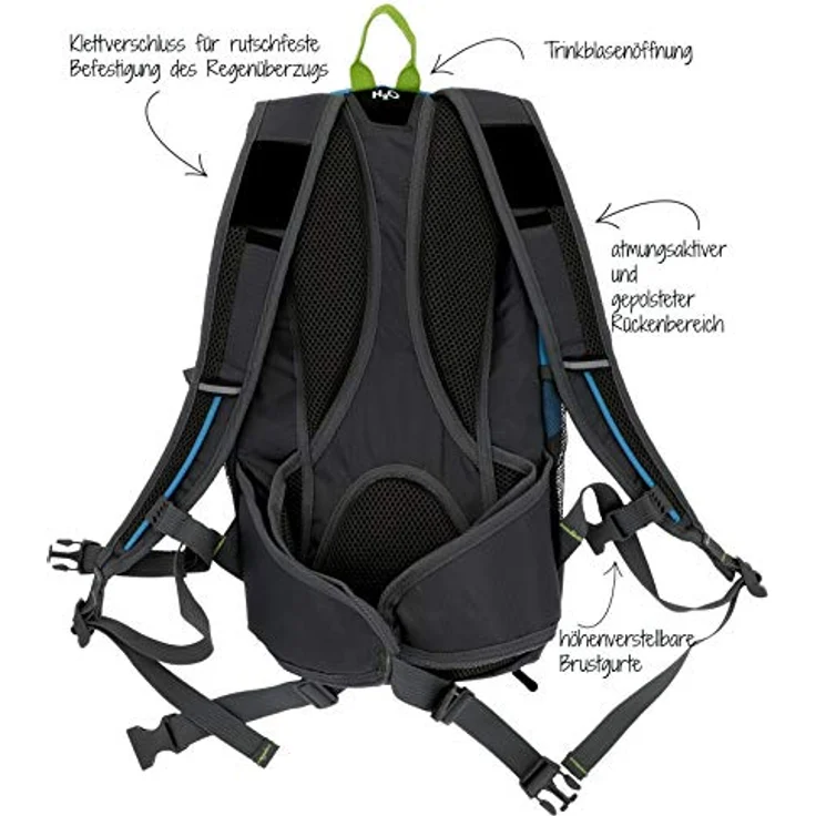 FISCHER Fahrrad Sportrucksack Rucksack 15L, Helmnetz, Regencover, ergonomisches Tragesystem, Hüftgurt, schwarz – Bild 5
