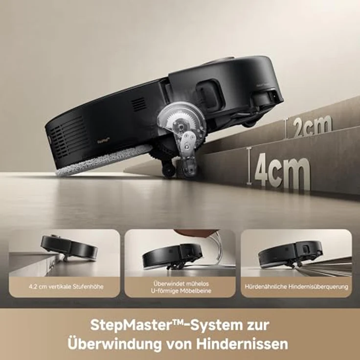Mova V50 Ultra Complete-Saug- und Wischroboter mit 24.000 Pa Saugkraft, Warmwasser-Wischen, FlexiRise-Navigation, schwarz – Bild 5