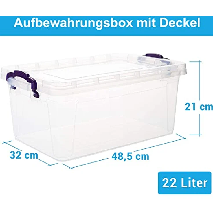 2friends Aufbewahrungsbox mit Deckel, 22 Liter, 2 Stück, stapelbar, lebensmittelecht, transparent, BPA-frei, Made in EU – Bild 2