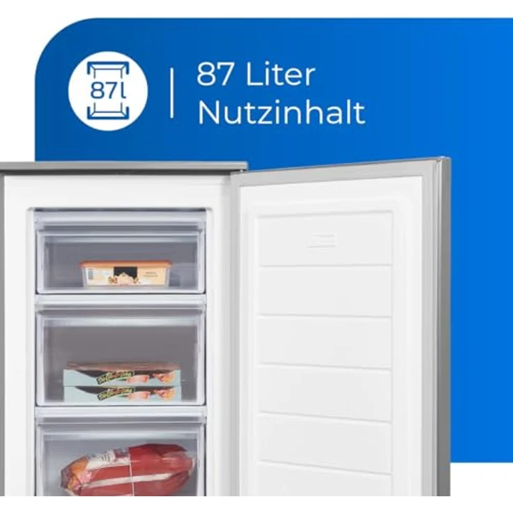 exquisit Gefrierschrank freistehend Silber 87 L EEK: C Eisschrank 55cm breit – Bild 3