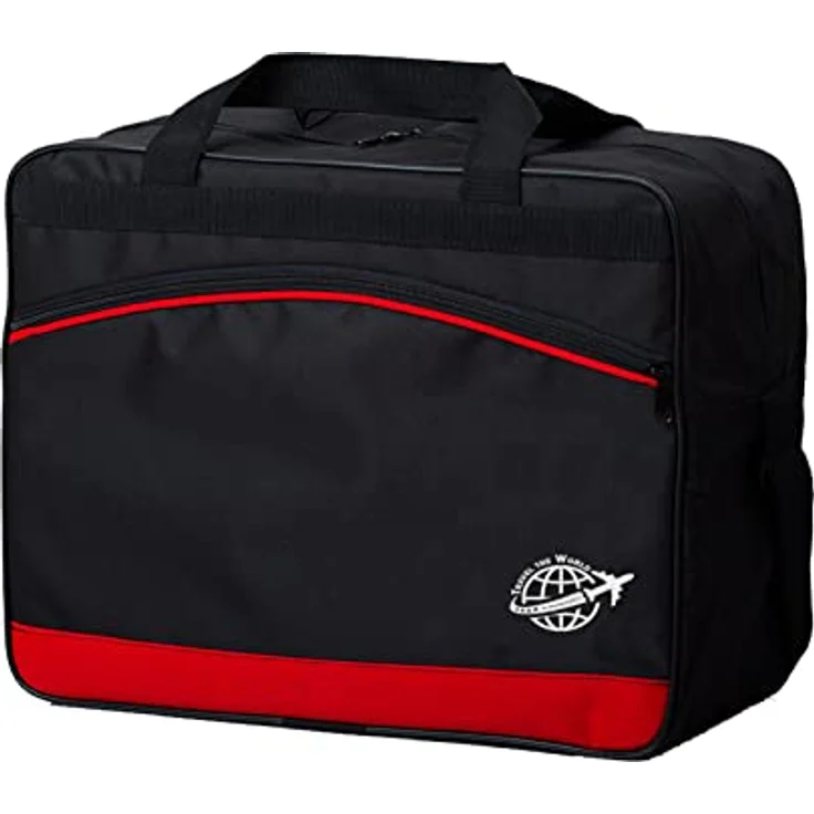 BAMBINIWELT Reisetasche HANDGEPÄCK Boardgepäck Bordcase 40x20x25 40x30x20 Ryanair Wizzair (groß (40x30x20), schwarz-rot) – Bild 1