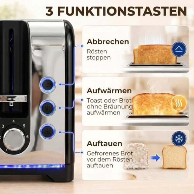 HOMCOM Wasserkocher und Toaster Set, Schnellkoch-Wasserkocher 1,7 l und 4-Scheiben-Toaster, Schwarz – Bild 6