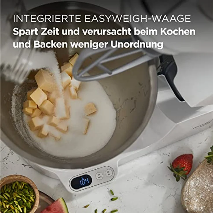 Kenwood KVC65.001WH Titanium Chef Baker Küchenmaschine, 1200W, 9 Geschwindigkeiten, 5 Liter Edelstahlschüssel, inkl. EasyWeigh-Waage, weiß, Serie: Titanium Chef Baker – Bild 2