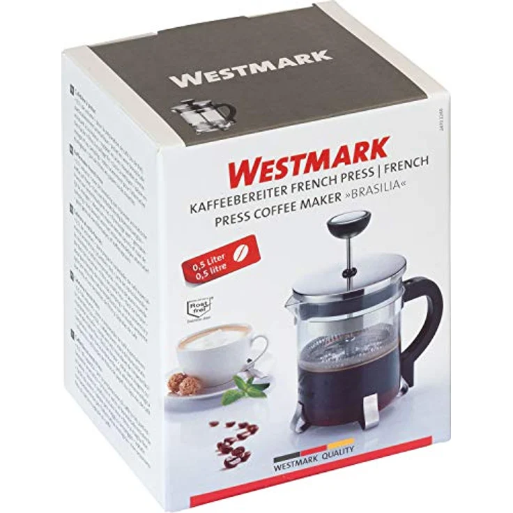 Westmark Kaffeebereiter French Press, 500 ml, Glas-Rostfreier Edelstahl, Brasilia, Silber-Schwarz, 24702260 – Bild 9