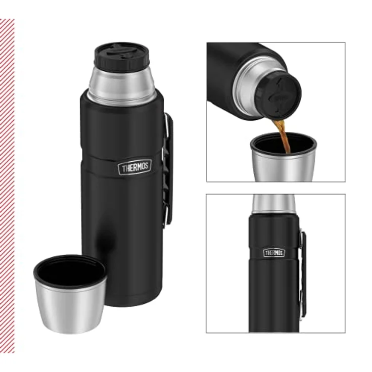 THERMOS 4003.232.120 Thermosflasche Stainless King, Edelstahl Mat Black 1,2 l, Drehverschluss, 24 Stunden heiß, 24 Stunden kalt, BPA-Free – Bild 2