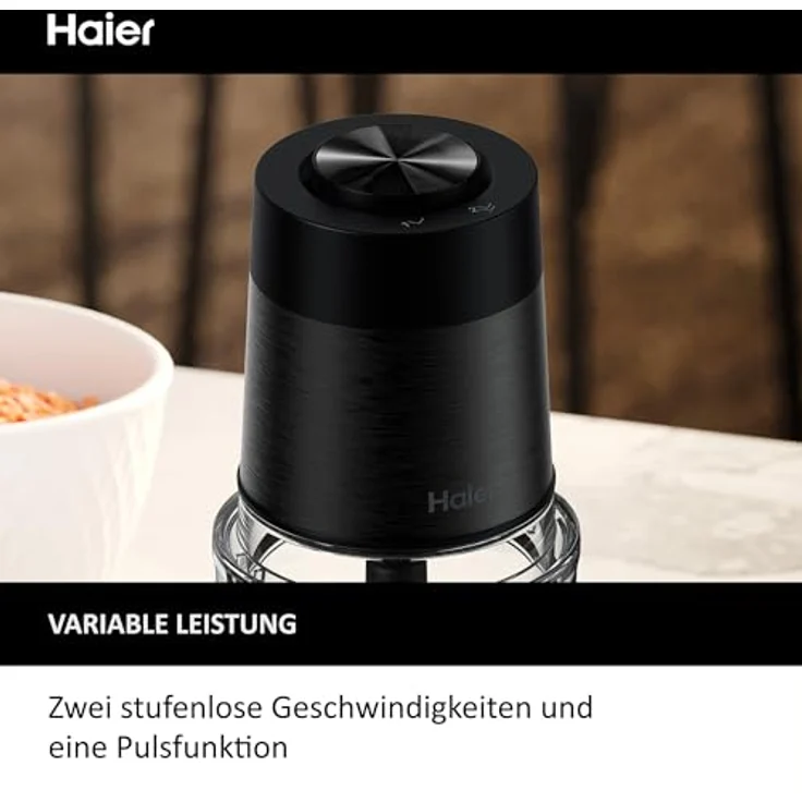 Haier Zerkleinerer 550W I Gemüseschneider mit 0,5L Glasschüssel I Mit 2 Geschwindigkeitsstufen I Zwiebelschneider & Gemüsezerkleinerer I Multizerkleinerer mit Anti-Rutsch-Boden [Serie 5 - HCH5B1] – Bild 3