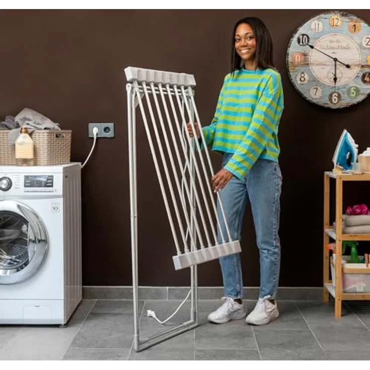 InnovaGoods Elektrischer Wäscheständer Dryak, 8 Beheizte Stäbe, Zusammenklappbar, 120 W, Grau – Bild 2