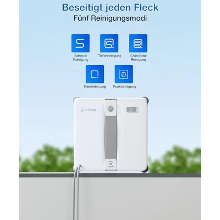 ECOVACS WINBOT Mini 2, Fensterputzroboter mit Appsteuerung, 50ml Wassertank, 230ml Reinigungslösung, Bürsten an allen Ecken, 3,5m Kabel – Bild 8