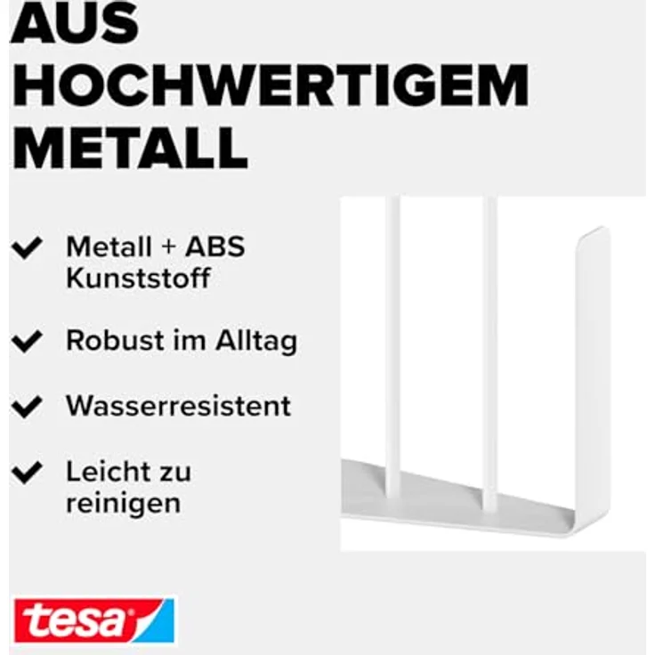 tesa Küchenrollenhalter, selbstklebender Wandrollenhalter, Komplett-Set mit Adapter und Wasserwaage, Montage ohne Bohren, max. 5 kg belastbar – Bild 7