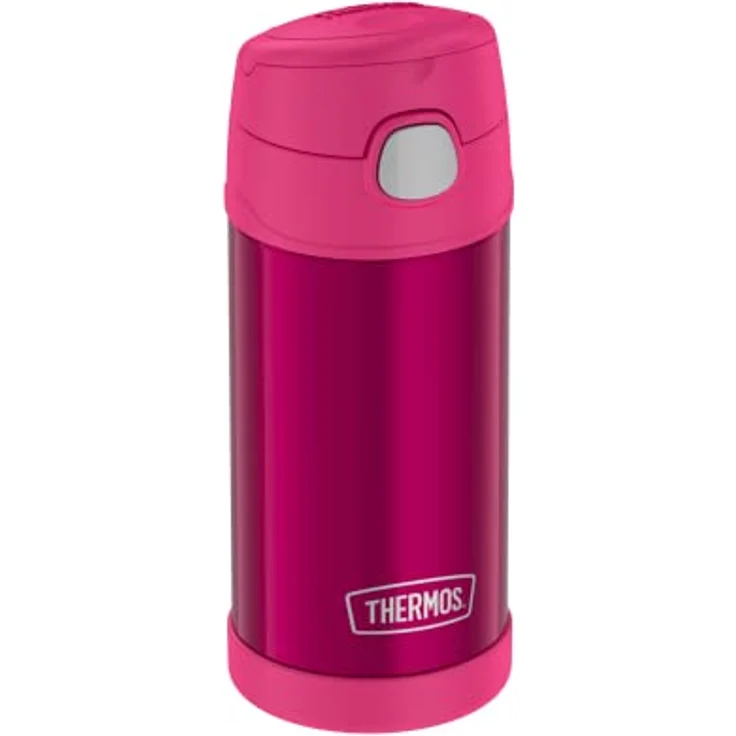 THERMOS kids FUNTAINER STRAW BOTTLE 0,35l, pink, Edelstahlflasche mit Strohhalm, 12h Kälteschutz, absolut dicht, spülmaschinenfest – Bild 1