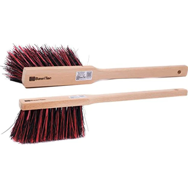 BawiTec Qualitäts Kehrgarnitur Set, Handfeger und Kehrschaufel mit Holzgriff, stabile Ausführung, ArengaMix Borsten, 2x Kehrset – Bild 3