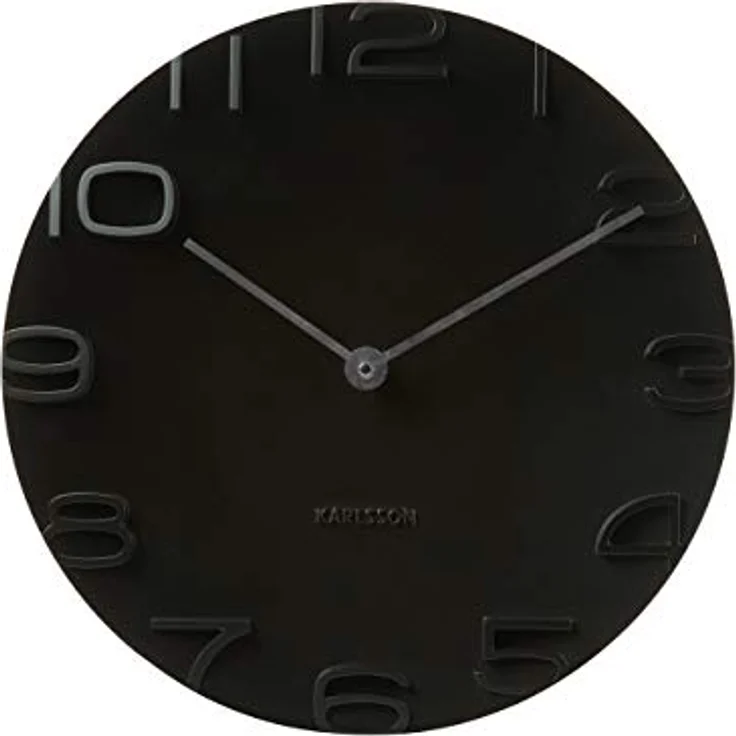Karlsson KA5311BK Wanduhr On The Edge, schwarz mit Zeiger, Chrom – Bild 1