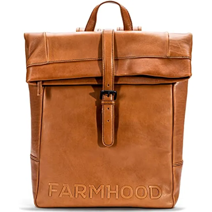 Farmhood Daypack Memphis, Leder-Rucksack mit Laptopfach und vielseitiger Innenausstattung