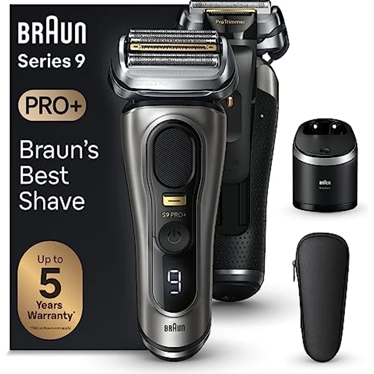 Braun Series 9 Pro+ Elektrorasierer, Reinigungsstation, Wet & Dry, 9565cc, Edelmetall – Bild 1