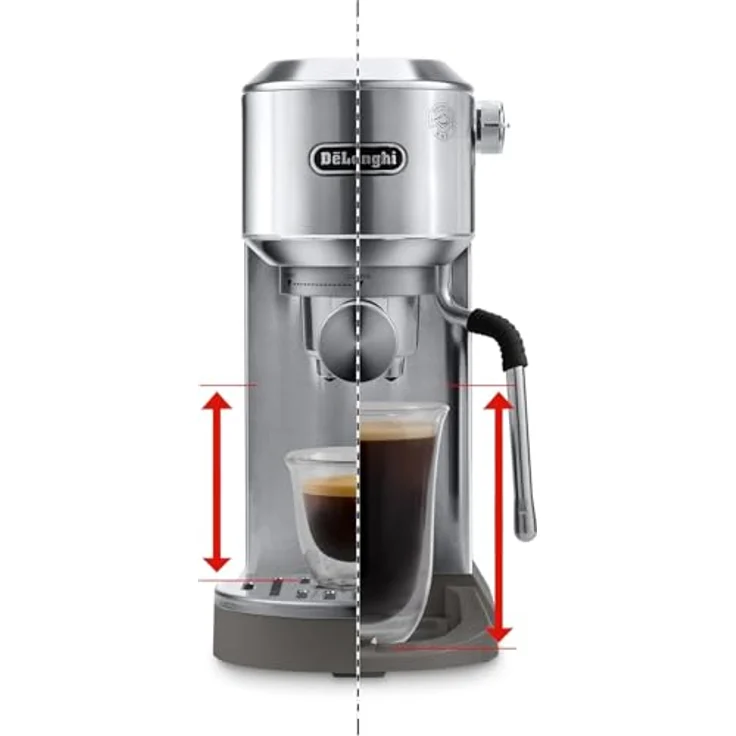 De'Longhi DEDICA DUO, Espressomaschine mit integriertem Milchaufschäumer, Metallic, für 2 Tassen, 4 Speicherplätze – Bild 6