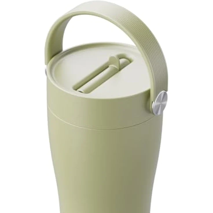 EQUA Carry Cup, Edelstahl Isolierte Trinkflasche mit klappbarem Strohhalm und weichem Tragegriff, 600ml, 15 Stunden kalt oder 8 Stunden heiß, 100% auslaufsicher (Matcha) – Bild 2