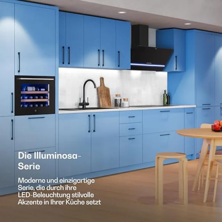 Klarstein Illuminosa Kopffreihaube 90 cm, 818 m³/h Boost, Touchpanel, LED-Beleuchtung, A++ Energieeffizienz, Umluft & Abluft, Aluminium- & Kohlefilter – Bild 3
