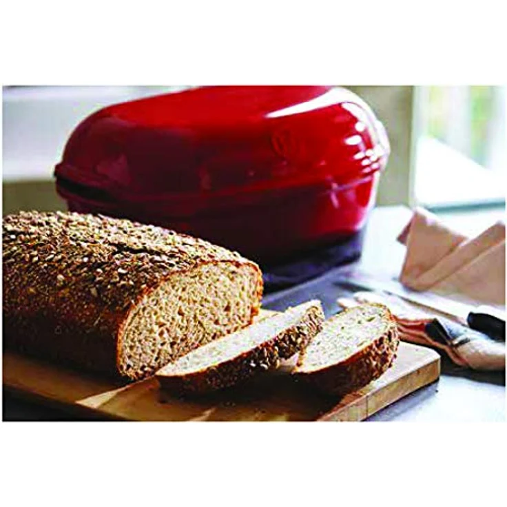 Emile Henry EH345501 Artisan Brotbackform, handgefertigt, 34 x 22 x 8,9 cm, Burgunderrot, gleichmäßiger Backvorgang für knusprige Kruste und feuchte Krume – Bild 3