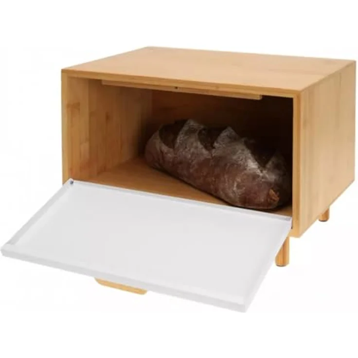Klausberg KB-7400, Bambus Brotkasten in Weiß, geräumig mit pulverbeschichteten Stahltüren, lebensmittelsicher und umweltfreundlich – Bild 4