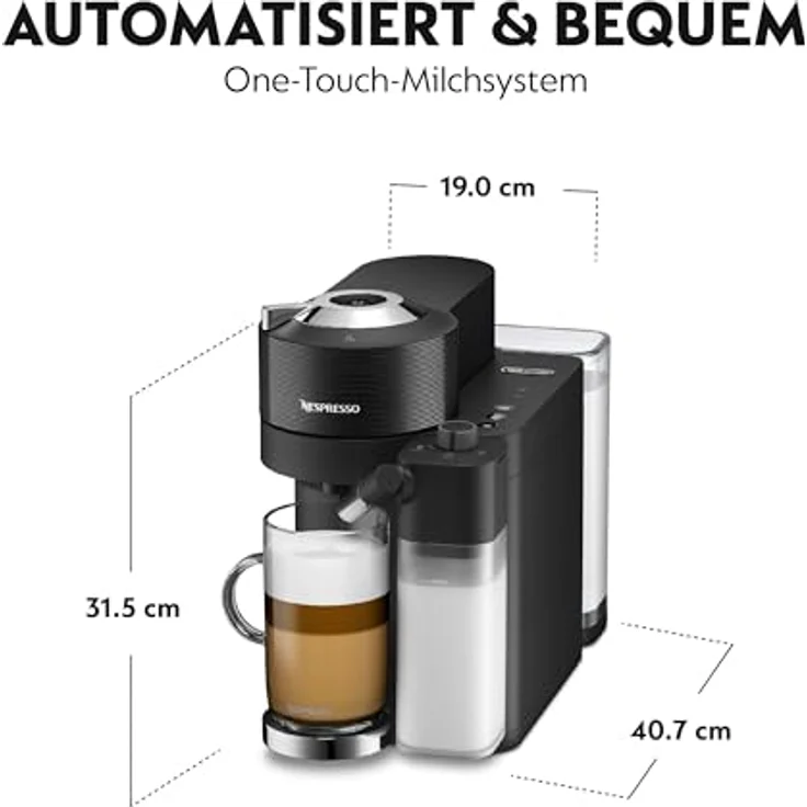 Nespresso Vertuo Lattissima ENV300.B, Kapselkaffeemaschine mit Centrifusion-Technologie, 5 Größen von Kaffee und 3 Milchrezepten, schwarz – Bild 3