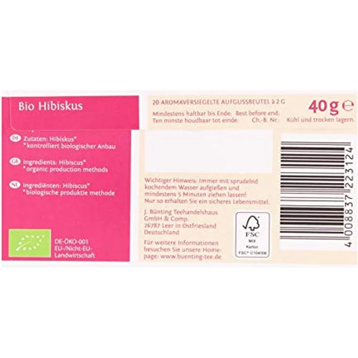 Bünting Tee Bio Hibiskus, 20 Tassenbeutel – Bild 2