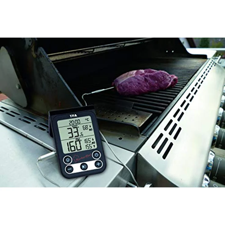 TFA Dostmann Küchen-Chef Digitales Grillthermometer-Bratenthermometer, Kontrolle der Kerntemperatur und Garraumtemperatur, mit Knickschutz und Alarmton – Bild 4