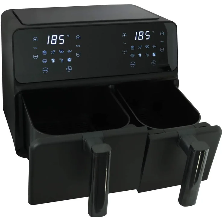 Expo Börse Doppel Heißluft Fritteuse 9 Liter 5,5/3,5 l schwarz 2200 Watt Touch Display