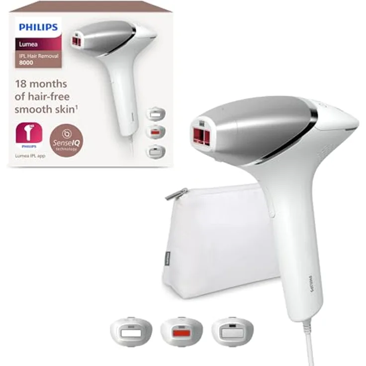 Philips Lumea 8000 Series, IPL-Haarentfernungsgerät, SenseIQ Technologie, 3 Aufsätze, BRI946/00