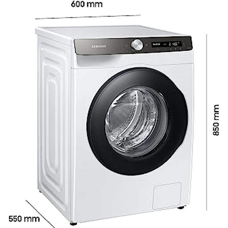 Samsung Waschmaschine, 8 kg, 1400 U/min, Ecobubble, Automatische Waschmittel- und Weichspülerdosierung, Weiß/Schwarz, WW8ET534AATAS2 – Bild 2
