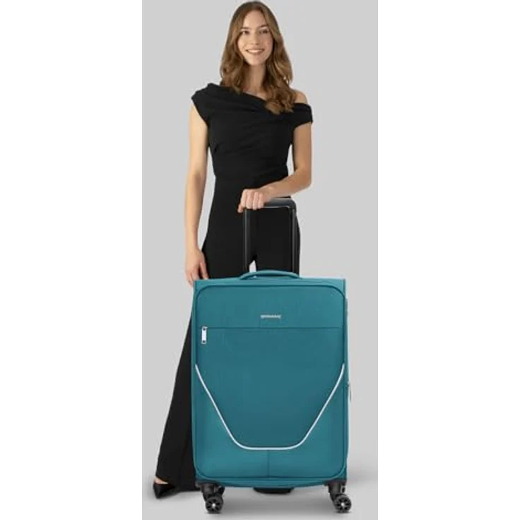 Stratic Weichgepäck-Trolley taska, 4 Rollen, erweiterbar, mit Zahlenschloss, Polyester in Schwarz – Bild 7