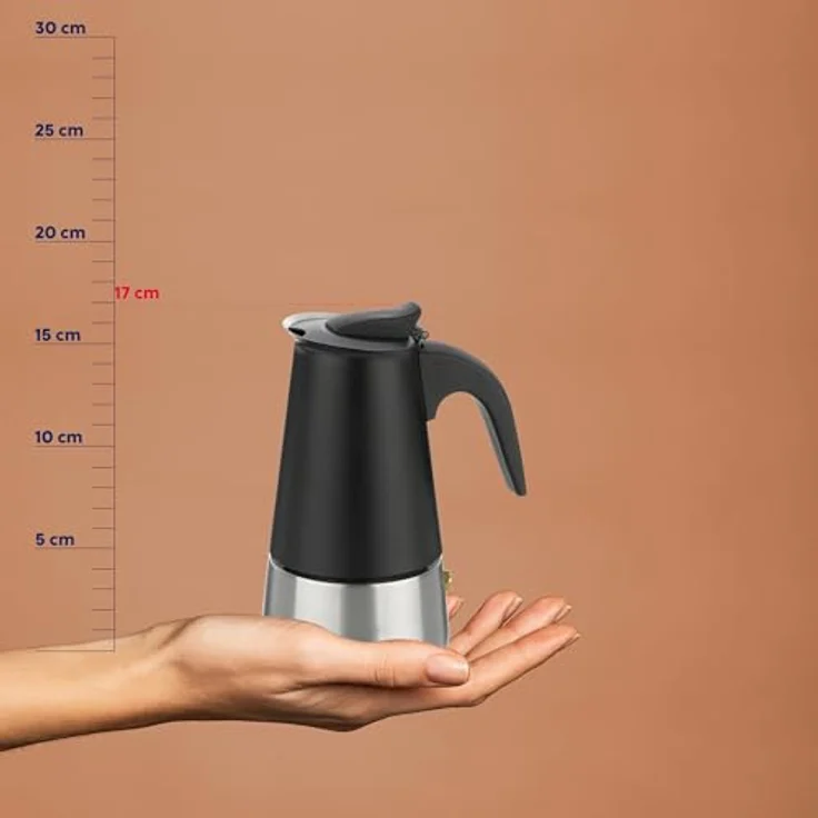 kela FERRARA Espressokocher 300ml, Edelstahl schwarz matt, für 6 Tassen, für alle Herdarten auch Induktion, mit Kunststoffgriff – Bild 4