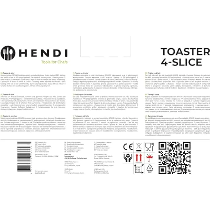 HENDI Toaster 4 Schlitz - 7 Bräunungsstufen - Edelstahl, extrabreite Toastschlitze, 7 Toaststufen, 3 Programme - Satiniert/Glänzend – Bild 8