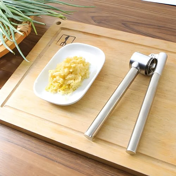 Retoo Knoblauchpresse, Knoblauchschneider, Garlic Press, Knoblauch Crusher, Knoblauchhackwerkzeug zum Extrahieren von mehr Knoblauchpaste, Edelstahl, 18x5cm, Zylinderdurchmesser 3,2cm, Küchenhelfer – Bild 4