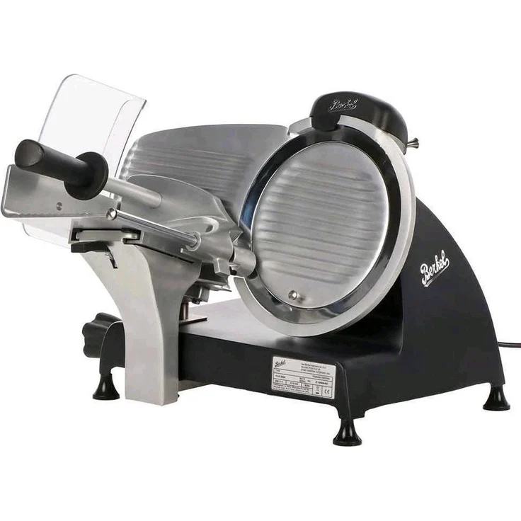 Berkel Red Line 250, Mattschwarze Aufschnittmaschine mit 250 mm Stahlklinge und integriertem Schärfgerät, inkl. Zubehör