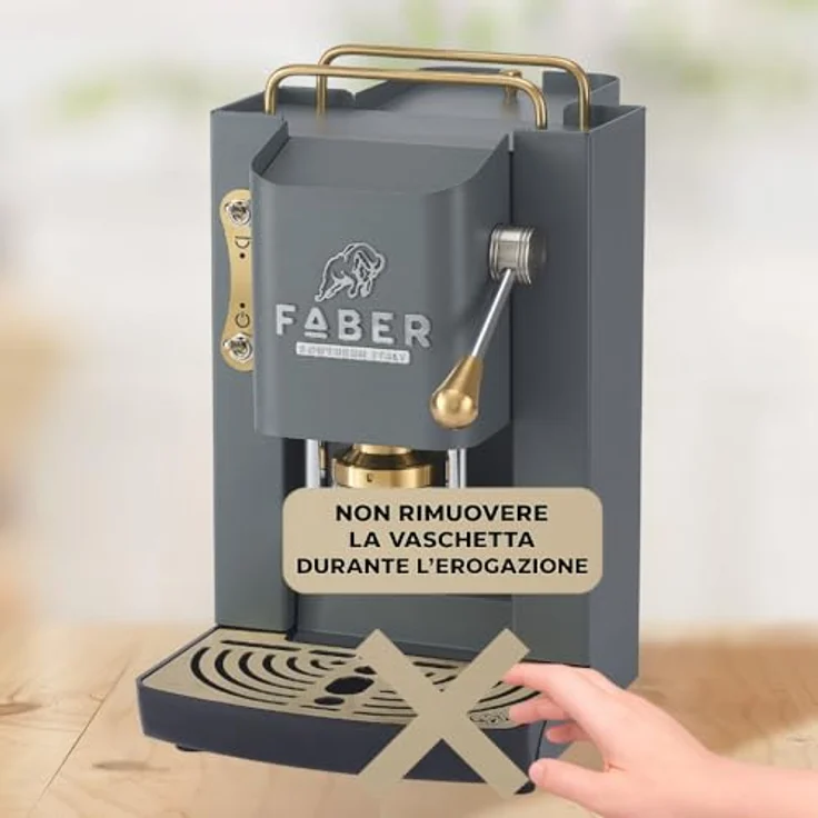 Faber Coffee Machines Faber Pro Deluxe 3.0, Kaffeepadmaschine in Messing mit ESE-Pads, hygienischem Glaskessel und magnetisch abnehmbarer Brühgruppe – Bild 9
