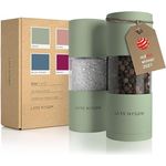 LARS NYSØM Salz und Pfeffer Mühlen Set aus Edelstahl mit einstellbarem Keramik-Mahlwerk 2 Stück I Design Gewürzmühlen Set Manuell (2er Set) (Sage)