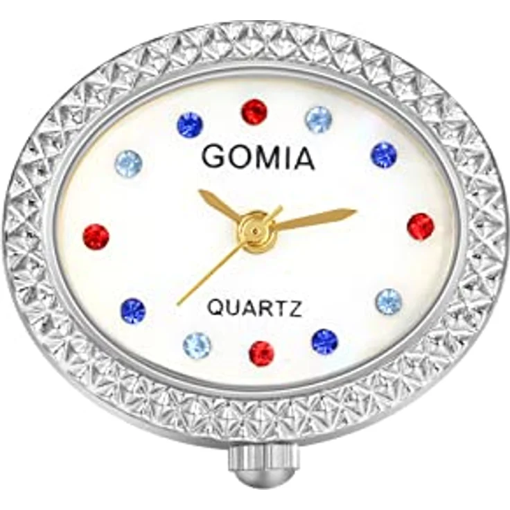 JewelryWe Ringuhr Damen Analog Quarz Uhr mit ovalem Strass Muschel Zifferblatt, verstellbar, Silber – Bild 1