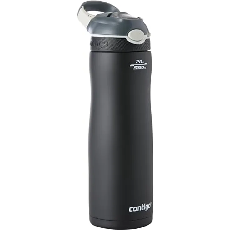 Contigo Ashland Chill Trinkflasche mit Strohhalm, große BPA-freie Edelstahl Wasserflasche, Thermosflasche auslaufsicher, hält Getränke bis zu 24h kühl; für Sport, Fahrrad, Joggen, Wandern, 590 ml