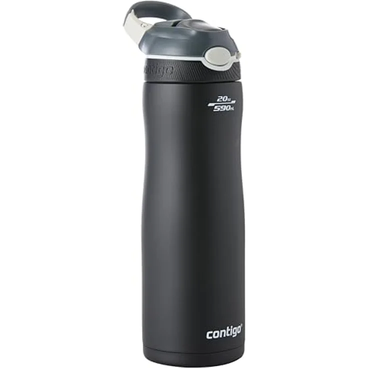 Contigo Ashland Chill Trinkflasche mit Strohhalm, große BPA-freie Edelstahl Wasserflasche, Thermosflasche auslaufsicher, hält Getränke bis zu 24h kühl; für Sport, Fahrrad, Joggen, Wandern, 590 ml – Bild 1