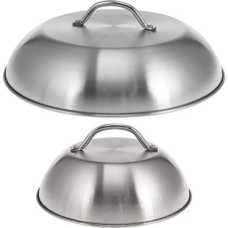 bremermann Burgerhauben-Set 2er mit Ø 22,5 + 32 cm // Grillhaube Schmelzglocke Burger-Cover // Edelstahl – Bild 1